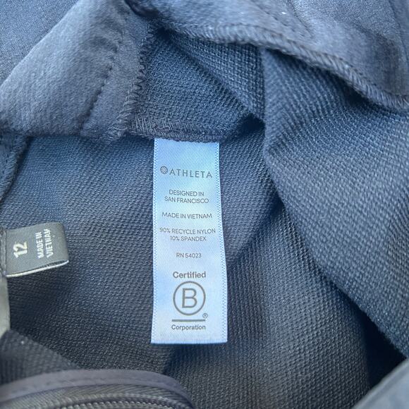 Athleta Wander Slim Ankle pants 353450 Black Side Zip Split Ankle Size 12 - Picture 7 of 7